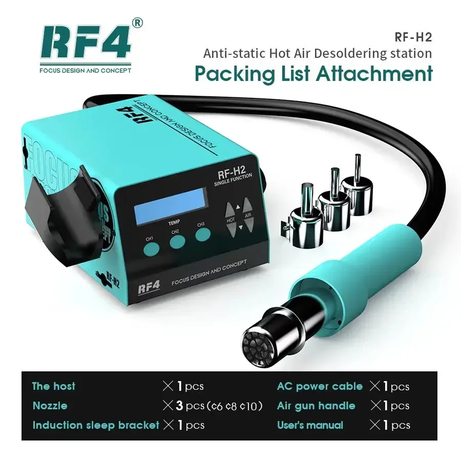 RF4 1000W 빠른 디 솔더링 핫 에어 건 솔더링 스테이션 디지털 디스플레이 지능형 BGA 재 작업 스테이션-PCB 칩 수리 RF-H2