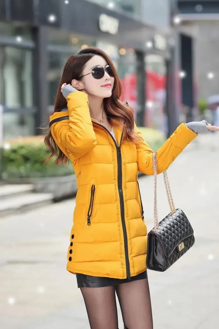 Moda casual feminina impermeável para baixo jaqueta de algodão outono inverno longo parkas casaco quente grosso senhora com capuz acolchoado casaco