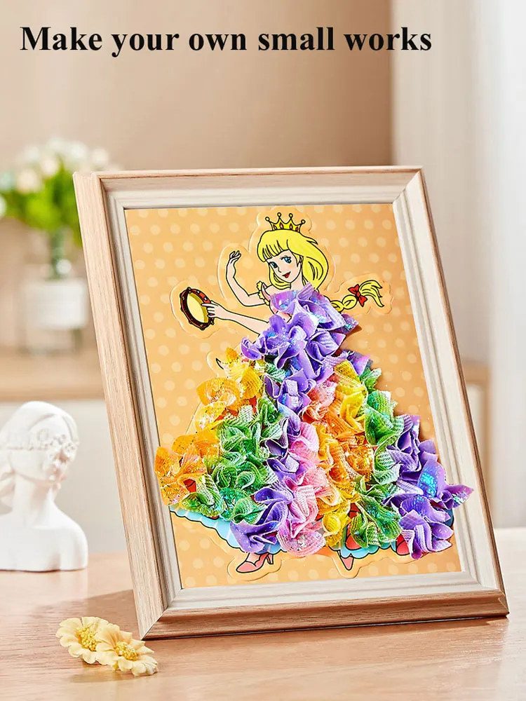 DIY ภาพวาดสติกเกอร์หัตถกรรมของเล่นเด็กสาวศิลปะ Poking เจ้าหญิง Handmade การศึกษา Magical ของขวัญเด็ก