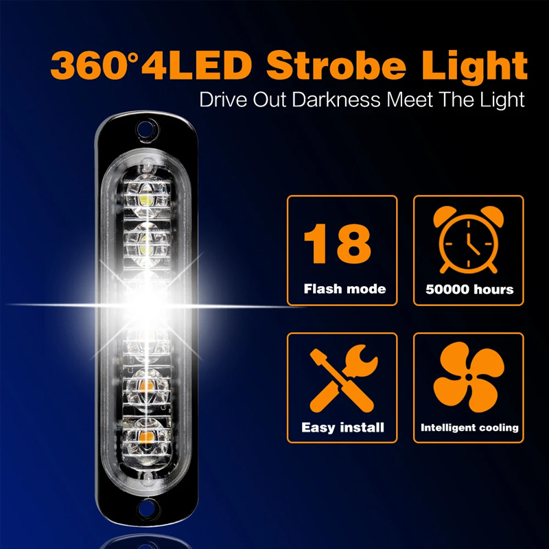 กระพริบกระจังหน้าฉุกเฉิน 6LED เตือนไฟตํารวจสําหรับรถบรรทุกรถ Strobe ไฟ LED 12V 24V