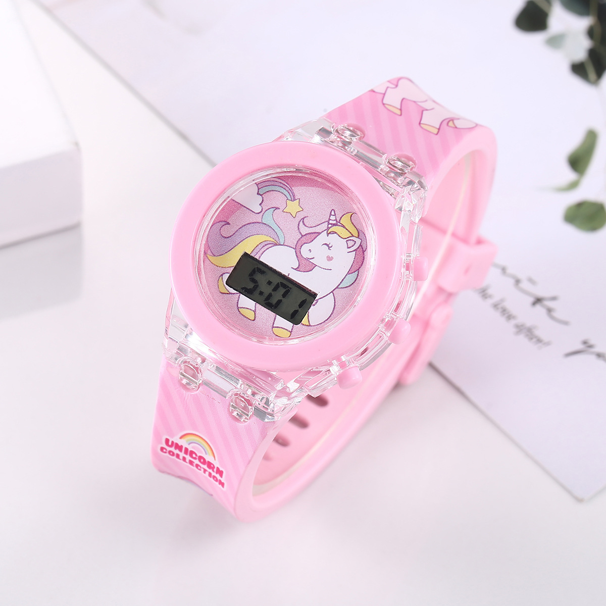 Relojes bonitos de unicornio para niños, colección de relojes para niños, Flash electrónico Digital que brilla en la luz, reloj LED colorido para niñas, cumpleaños