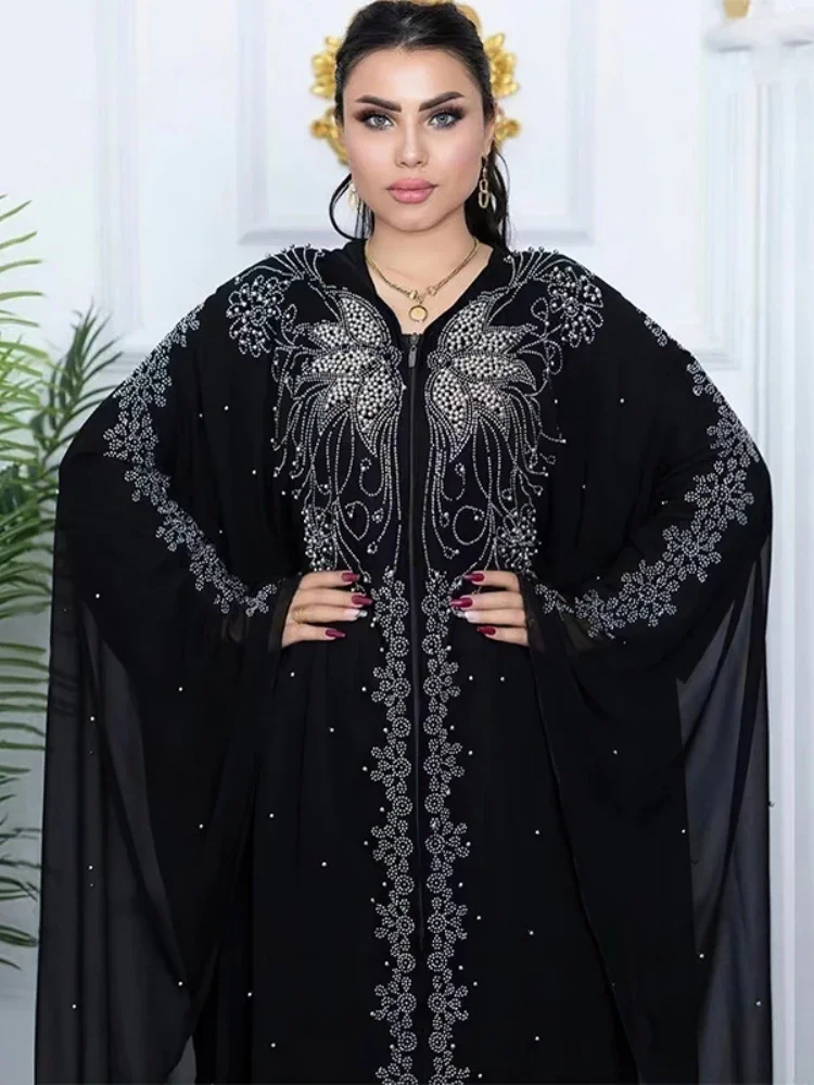 Vestido musulmán Eid para mujer, Abaya con manga de murciélago, diamante Jalabiya, caftán marroquí, Vestidos de fiesta, Abayas de Dubái, caftán, Vestidos largos