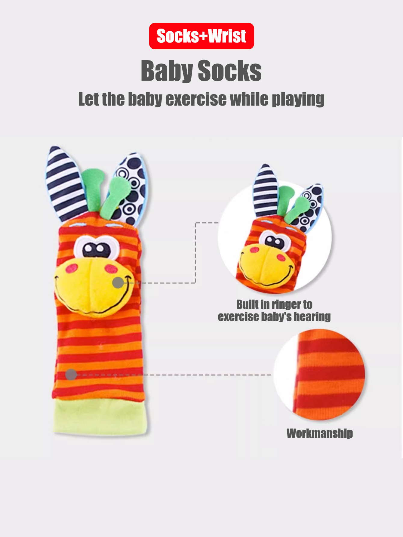 4 unids/set bebé muñeca sonajero calcetines juguetes 0-12 meses niña niño desarrollo educativo temprano lindos niños pequeños regalos sensoriales
