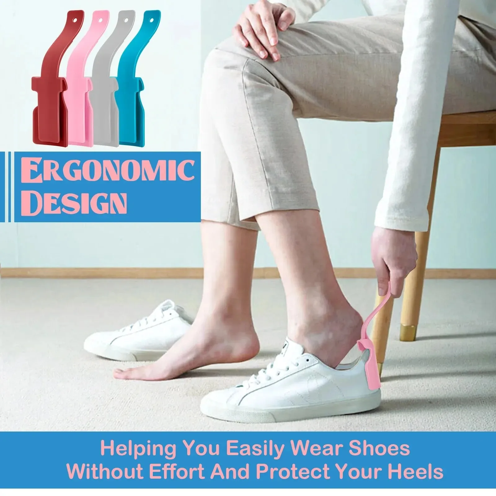 Professional Shoe Horn Plastic Shoehorn Lazy Shoe Helper High Quality Anti-Slip Shoe Lifter For Elderly Shoe Accessorie