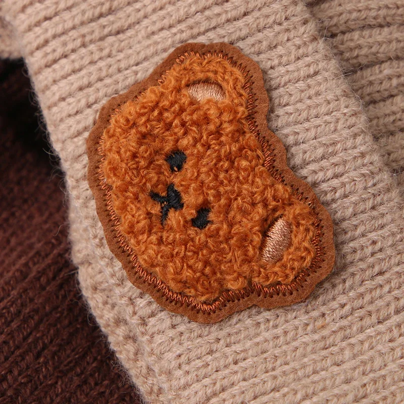 Chapéu de inverno para bebês, gorro com proteção de orelha de urso de desenho animado, chapéu de malha para crianças pequenas, meninos e meninas, bonito, coreano, quente, chapéus de crochê para crianças