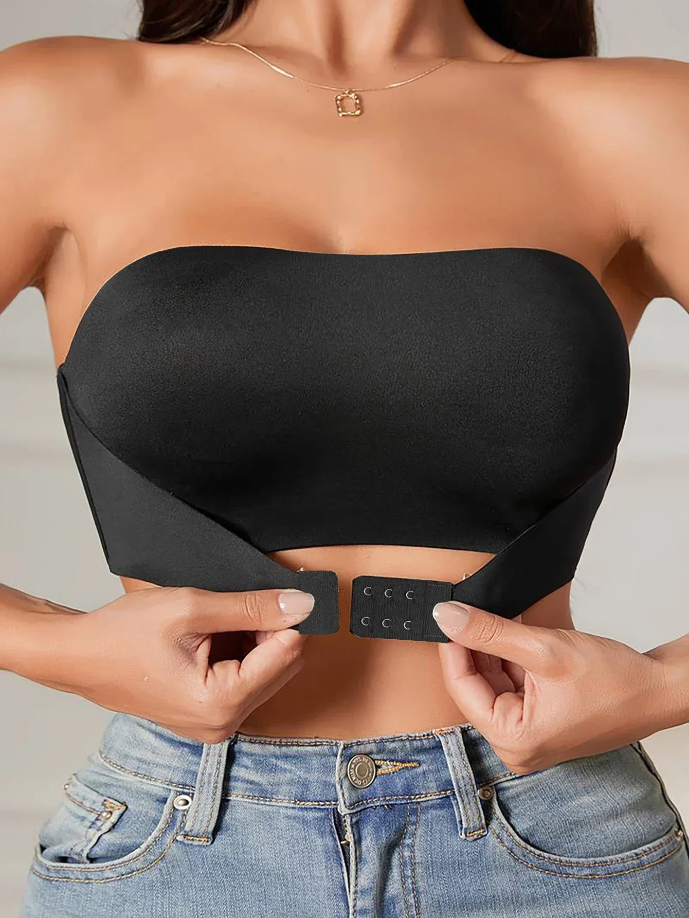 Sujetador sin tirantes para mujer, sin relleno, sin costuras, con botón frontal, ropa interior cómoda y suave