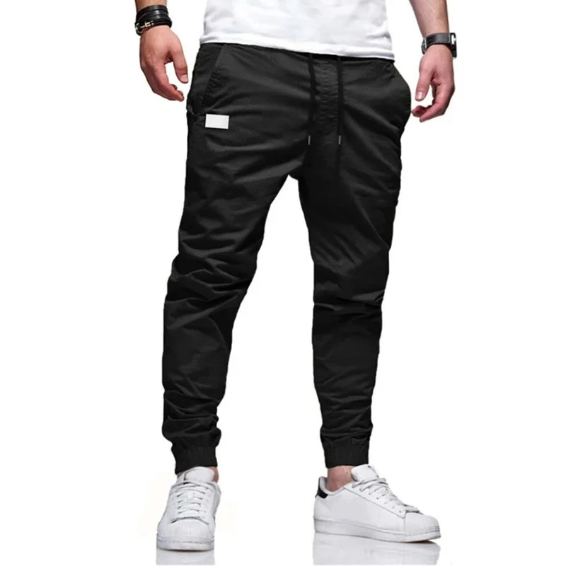Spring Autumn New Cargo Pants Men's Loose Straight sports Solid color sweatpants Joggers Woven Trousers Casual Men's sweatpants
