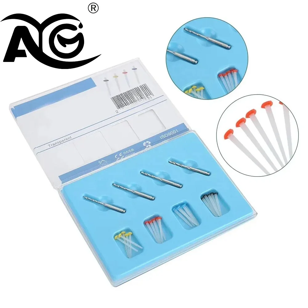 Pilha de fibra dentária ag, 20 postes + 4 brocas, produtos odontológicos, pilha de fibra, poste de broca, rosca de quartzo, kit de tamanho misto