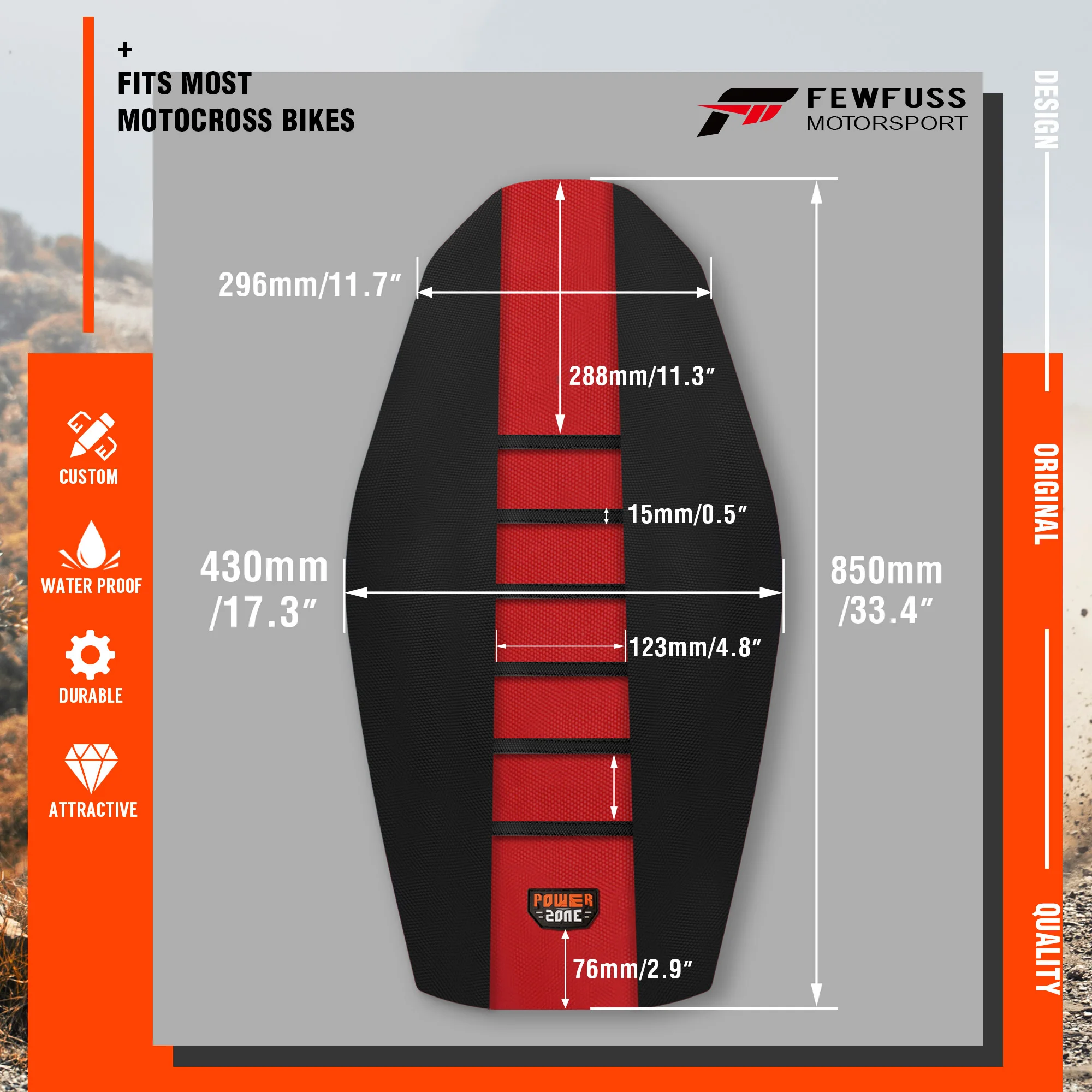 Powerzone capa de assento com pinça canelada, conjunto à prova d'água, proteção antiderrapante, aplicação para sxf exc kxf crf yzf wr tc te