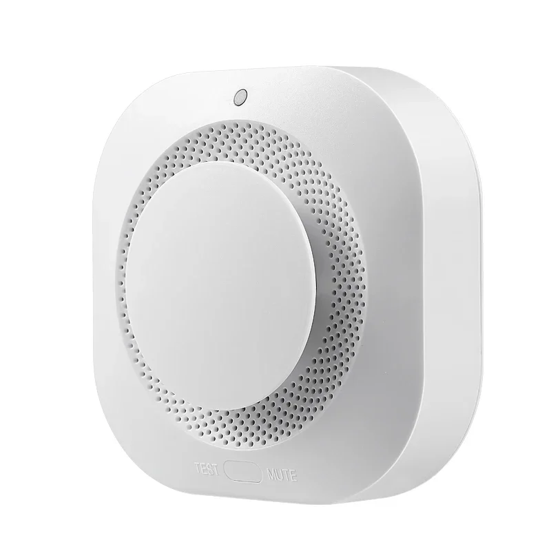 Detector de humo inalámbrico de protección contra incendios de color blanco: sensor de humo altamente sensible para sistema de alarma doméstica