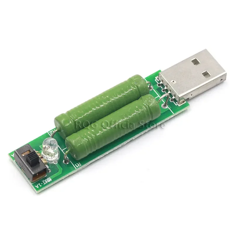 Mini resistencia de carga de descarga con puerto USB, medidor de voltaje de corriente Digital, probador 2A/1A con interruptor 1A, Led verde/2A, Led rojo