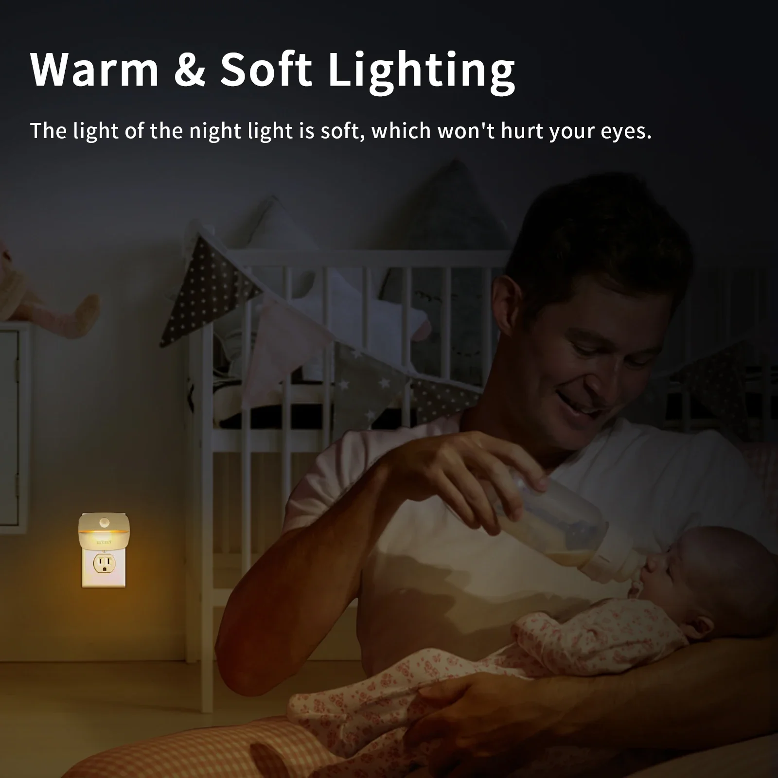 Luz LED nocturna con Sensor de movimiento, lámpara con enchufe UE y EE. UU., 3 modos de iluminación, luces nocturnas para niños, dormitorio, pasillo, escaleras, lámpara de noche