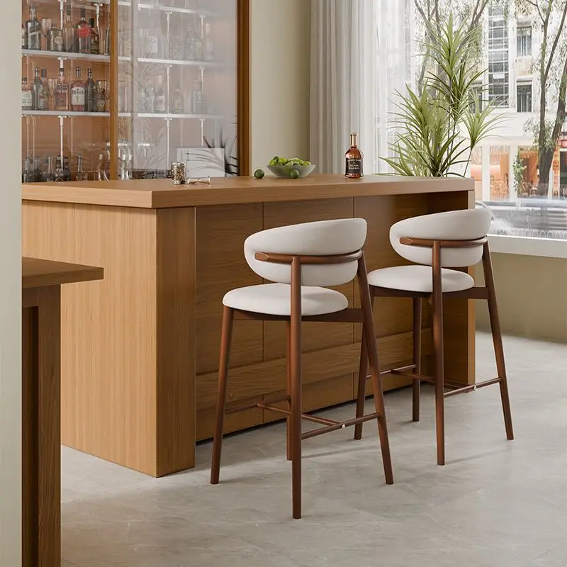 Taburete de Bar de hierro forjado, silla alta para el hogar, isla de cocina, respaldo tapizado, silla de comedor, taburetes altos para cafetería