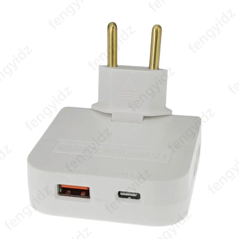 Adapter ładowarki przedłużającej EU 4 w 1 obrotowy konwerter gniazda 180 stopni do gniazda ładowania telefonu komórkowego z USB i typem c