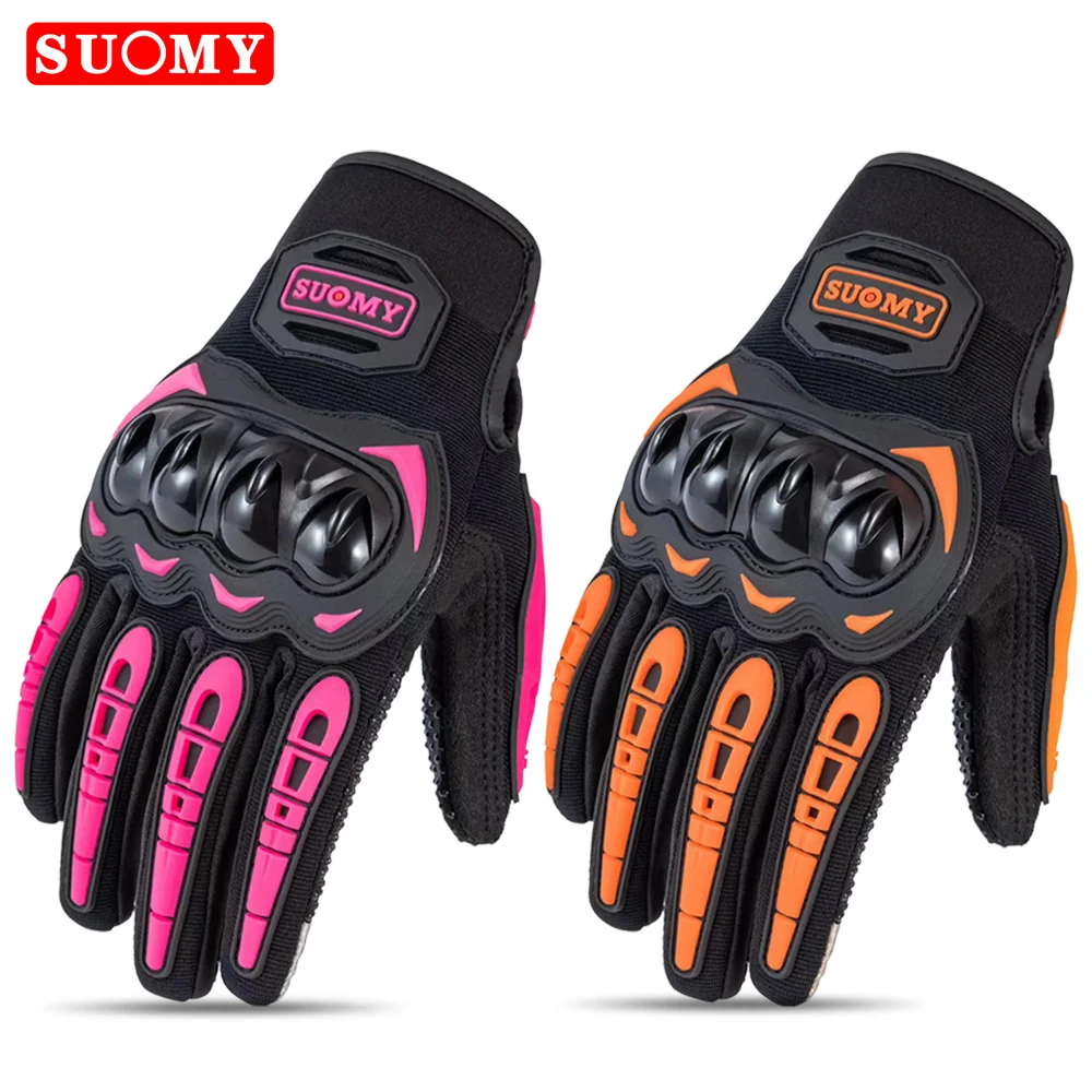 Suomy-男性と女性のためのピンクのメッシュバイクグローブ,タッチスクリーン,通気性,モトクロス,モーターサイクル,夏