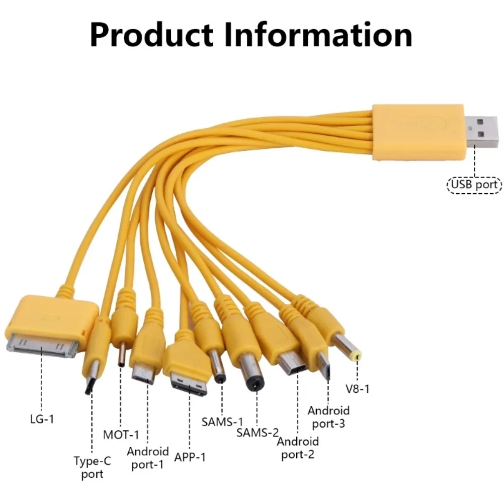 NNBILI 10 em 1 Multi-Função USB Cabo de Carregamento de Telefone Multi-cabeça Cabo de Carregamento Para Samsung Nokia Carregador de Telefone Cabo Universal