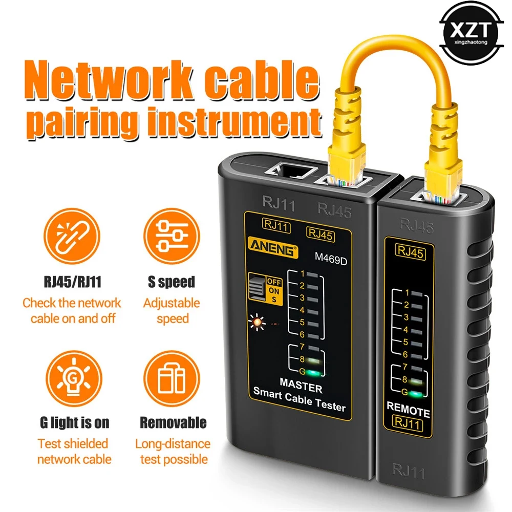 M469D RJ45 Тестер сетевого кабеля Тестер сетевого кабеля RJ45 RJ11 RJ12 CAT5 UTP Тестер сетевого кабеля Инструмент для ремонта сети