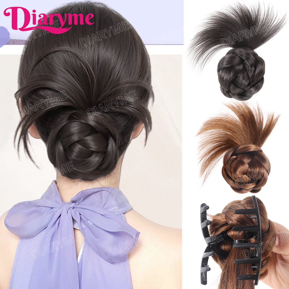 Синтетический плетеный шиньон с хвостом, цветочная головка, коготь, зажим, пластина для наращивания волос, искусственные накладные волосы, новый китайский парик, булочка для волос, сумка
