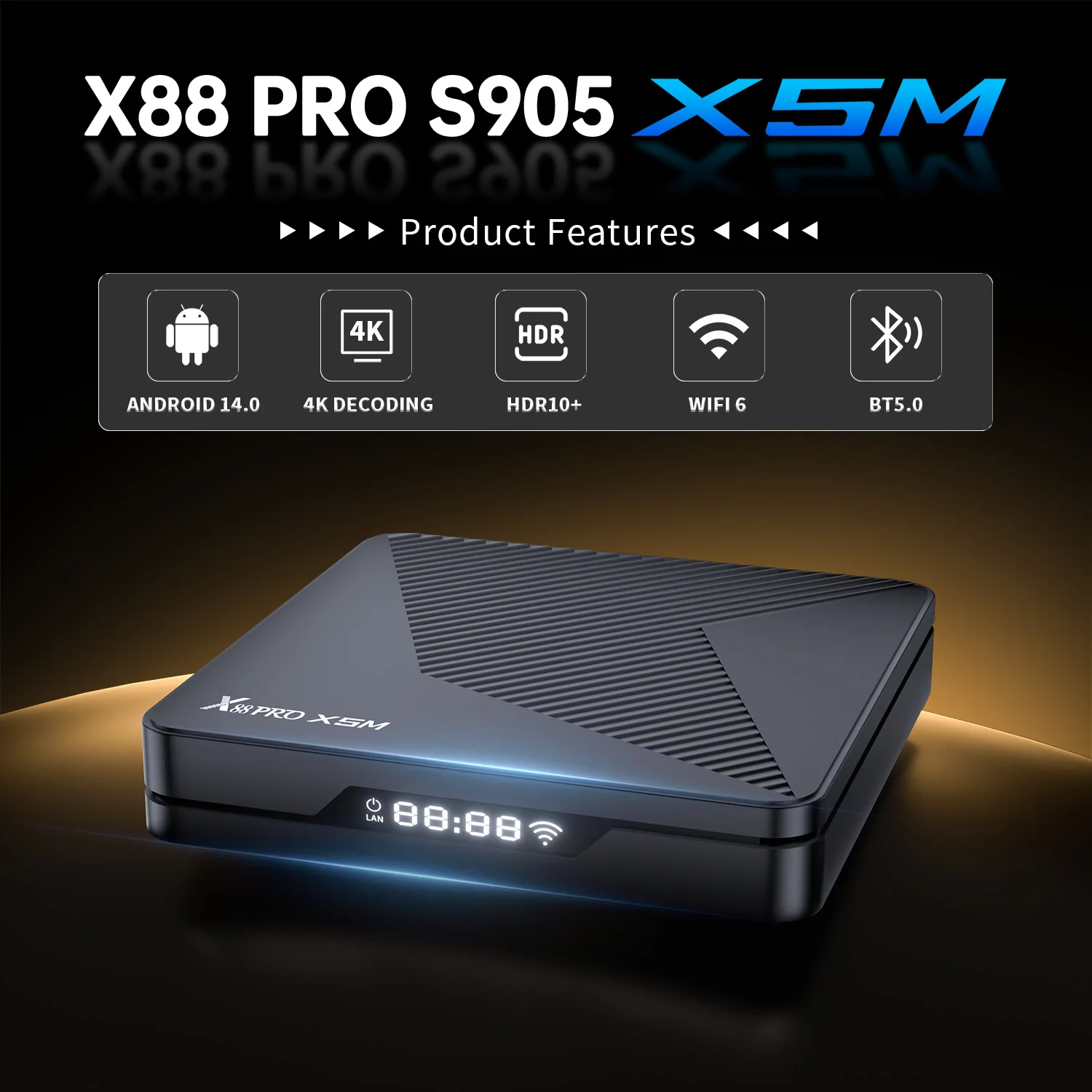 Android 14.0 X88 PRO X5M Smart TV Box Wifi6 Amlogic S905X5M 4K Sprachassistent Media Player Set Top Box 2GB 4GB 16GB 32GB 64GB