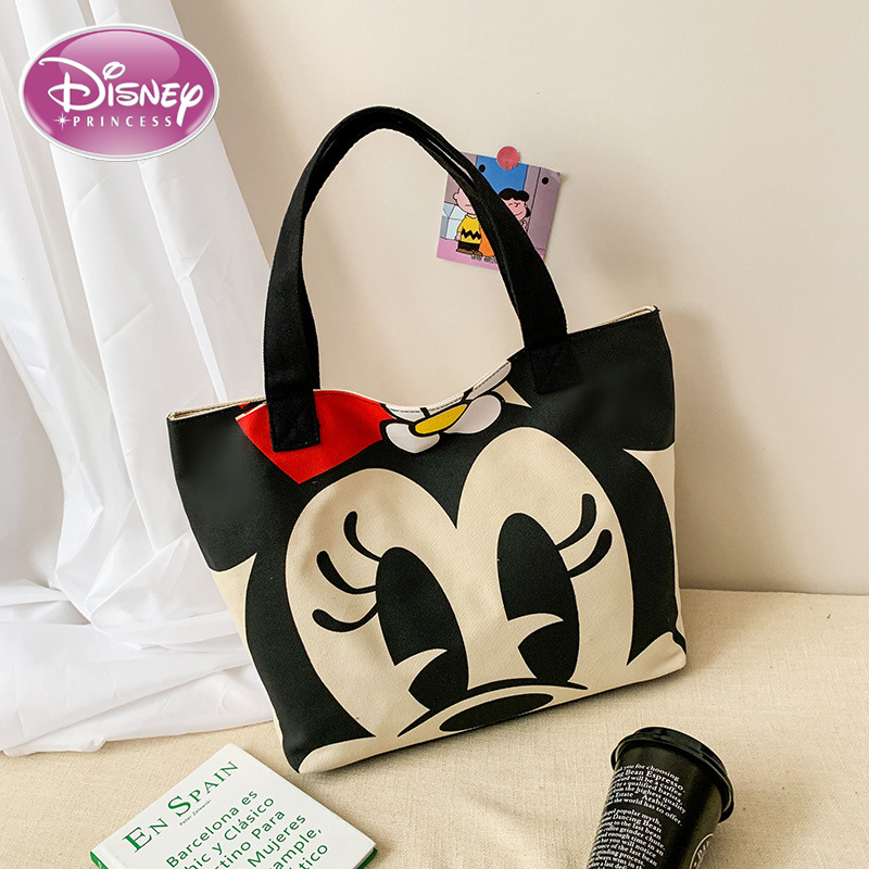 Disney Cartoon Mickey Damen Handtasche Student Mode Leinwand Umhängetasche Donald Duck Große Kapazität Einkaufstasche