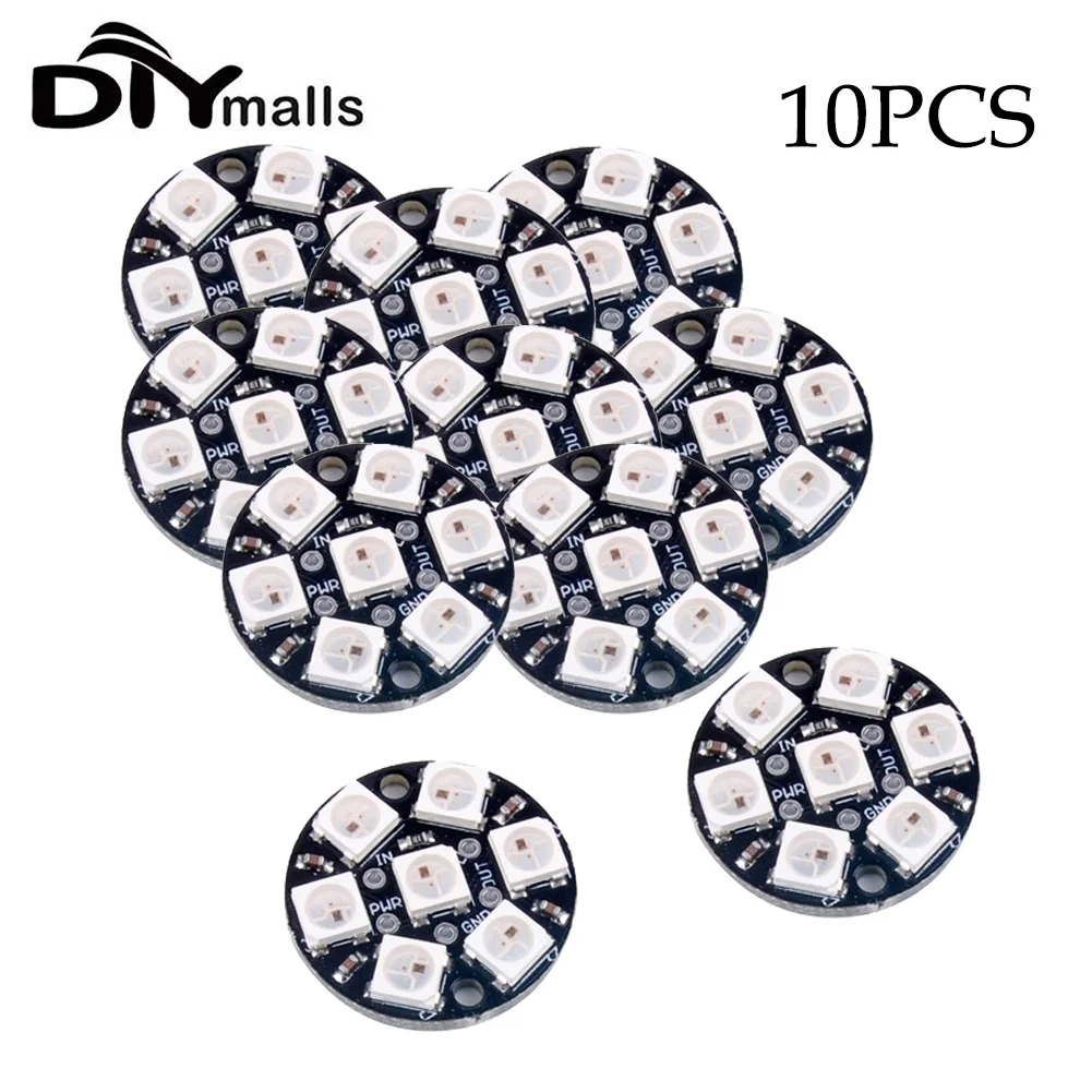 10pcs rgb led ring 7 bit led ws2812 5050 lampen licht mit integrierten treibern für arduino reverse polarität schutz ic control