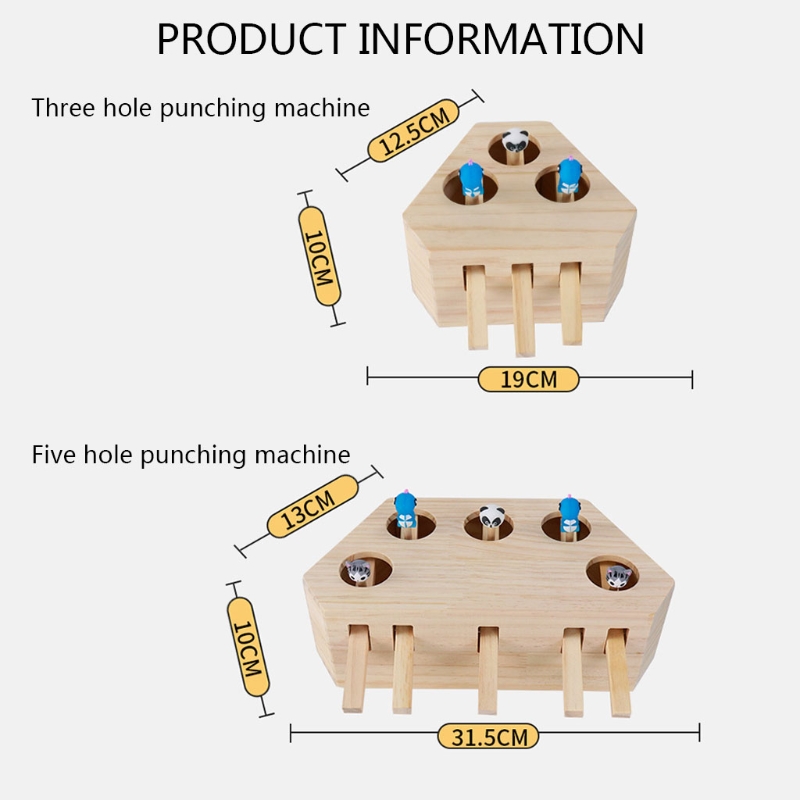 Wooden Cat Toy Interactive Mouse Wha A Mole Mouse Wooden Puzzle Box Cat Exercise Toy with Cute Cartoon Toys for Cats Kitten