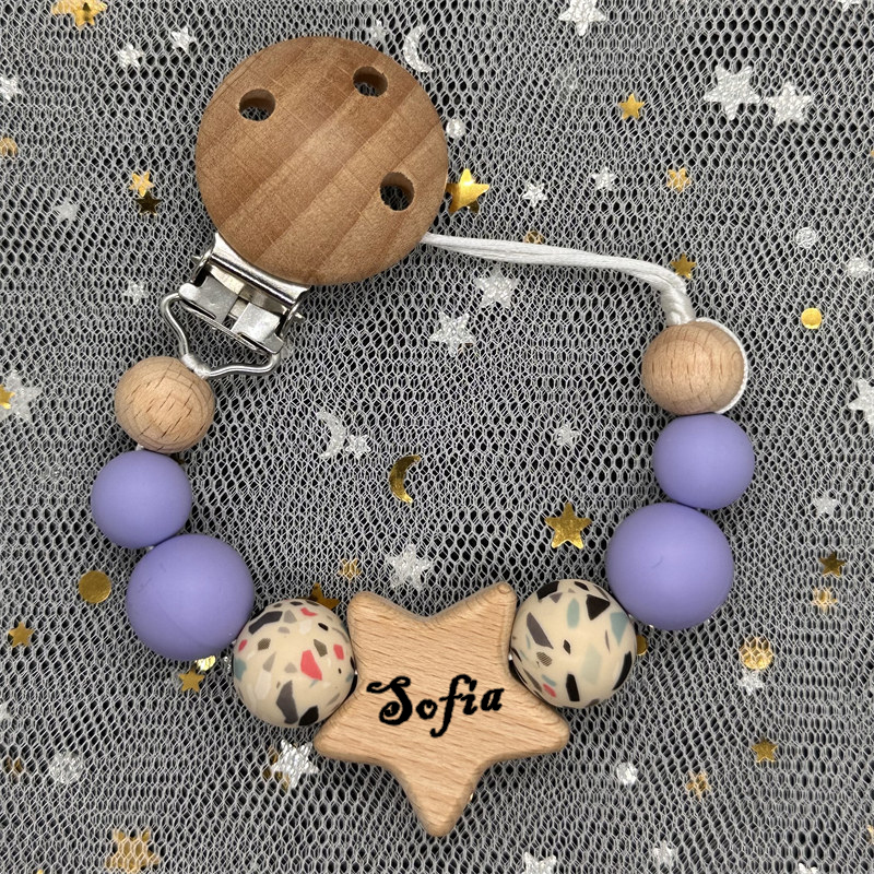 1 PC ส่วนบุคคลชื่อไม้ที่กําหนดเองเด็กทารก Pacifier คลิปซิลิโคนลูกปัด Dummy ผู้ถือจุกนม Baby Teether จี้ทารกแรกเกิดของขวัญ