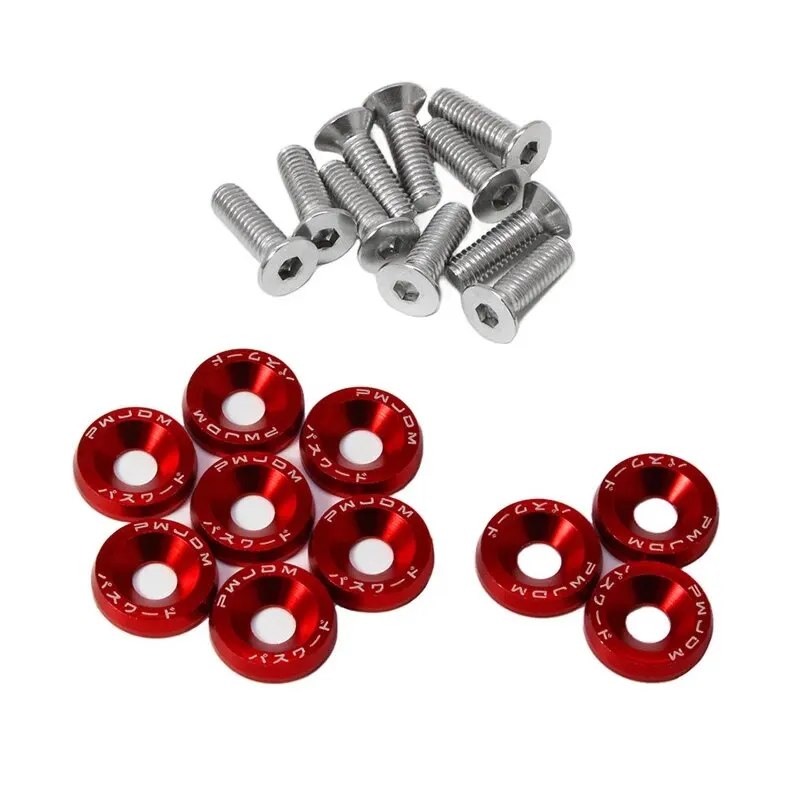 10 PCS M6 Zmodyfikowane elementy złączne samochodu Podkładka błotnika Zderzak silnika Śruby wklęsłe Podkładka błotnika Śruby tablicy rejestracyjnej Uszczelka stylizacji samochodu