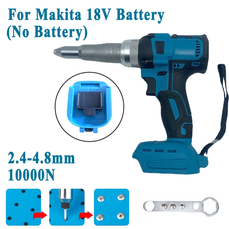 Pistolet à riveter électrique sans balais pour batterie Makita 18V (sans batterie), tournevis puissant 2.4-4.8mm, outil de rivetage automatique