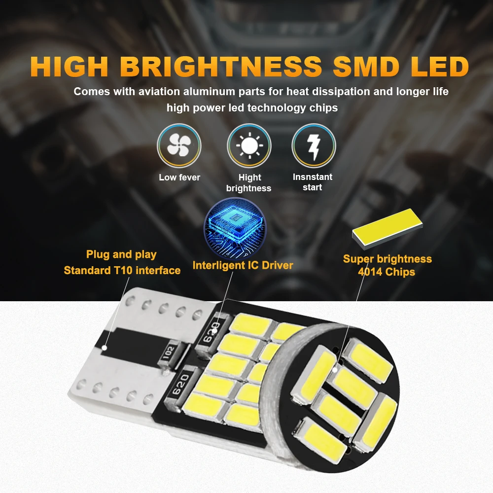 2/6/10 Cái T10 W5W 194 501 Led Xi Nhan Canbus Không Sai Số Xe Hơi Ô Tô Trang Trí Nội Thất T10 26 SMD chip 4014 Nguyên Chất Nhạc Cụ Đèn Bóng Đèn