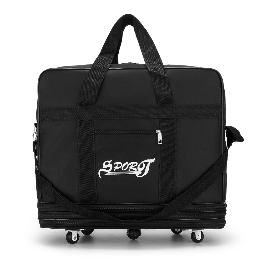 S/M/L Size Travelling Pack Wheels For Women Men Expandable Foldable Trolley Luggage Versatile Black Suitcase For Weekend Trip