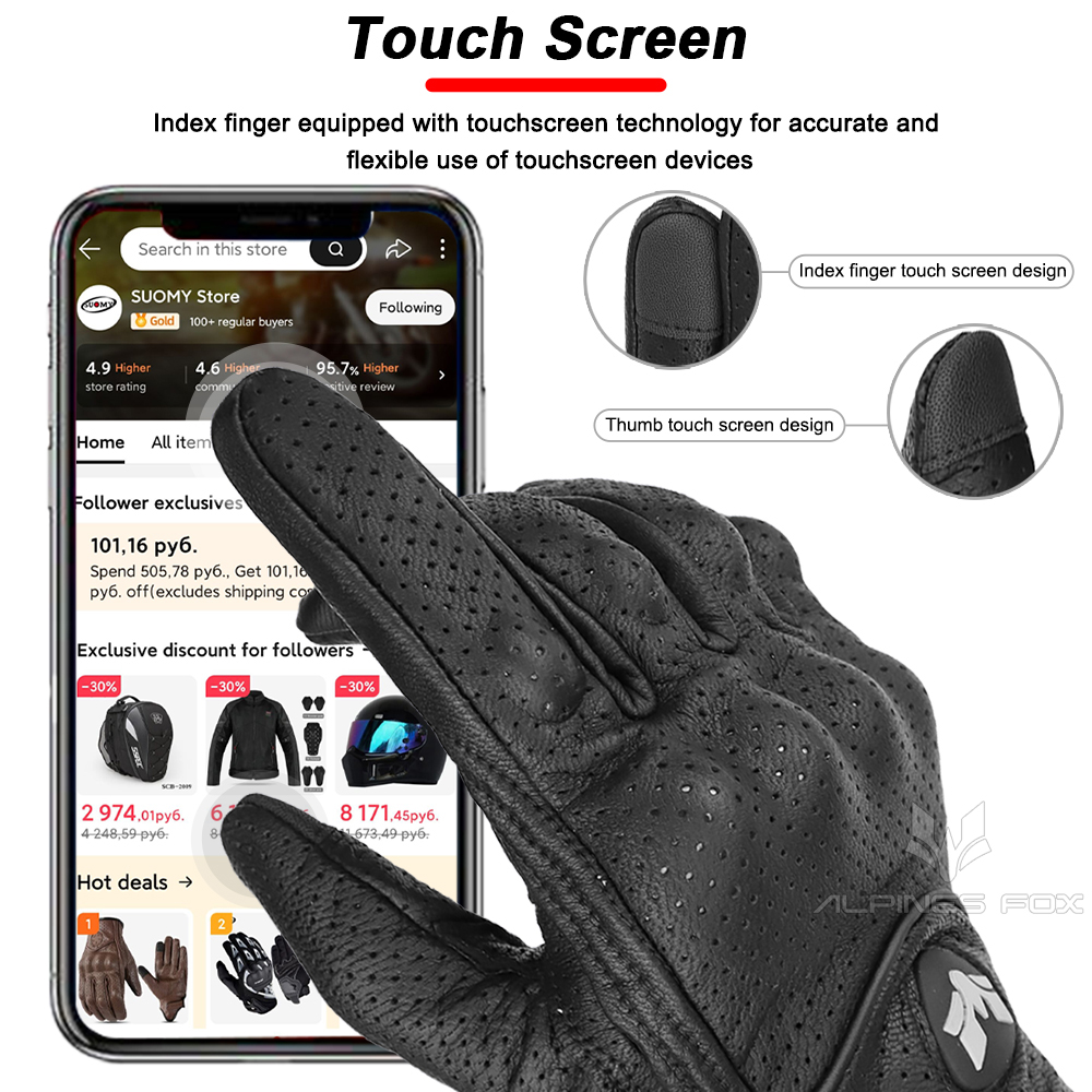 2023 Zomer Nieuwe Vintage Lederen Motorhandschoenen Mannen Zwart Slijtvast Guantes Touchscreen Anti-Slip Retro Motobiker Luvas