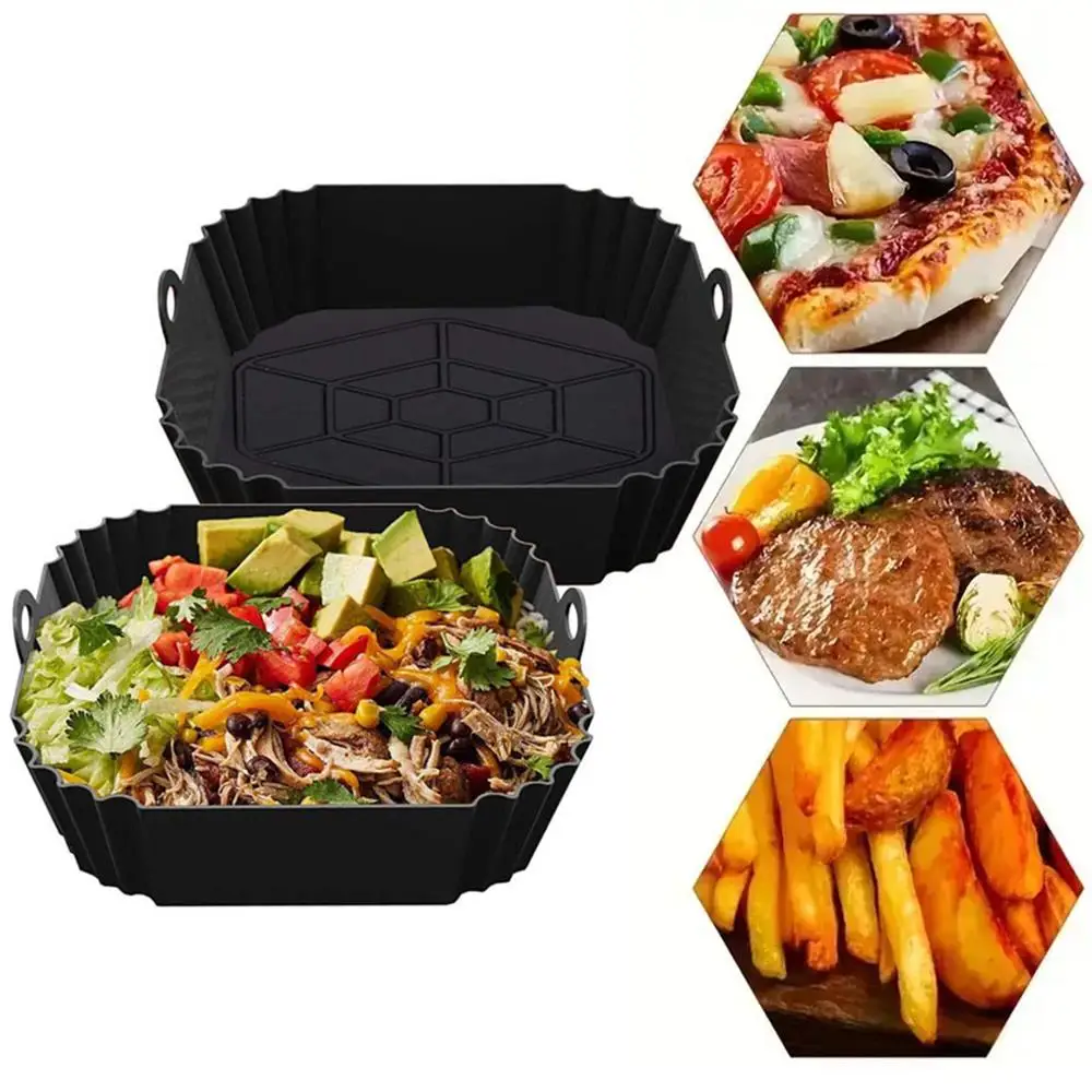 1pcs Air Fryer ซิลิโคน Liners Square Airfryer Liners Reusable Air Fryer อุปกรณ์เสริมสําหรับ Parchment Airfryer Liners