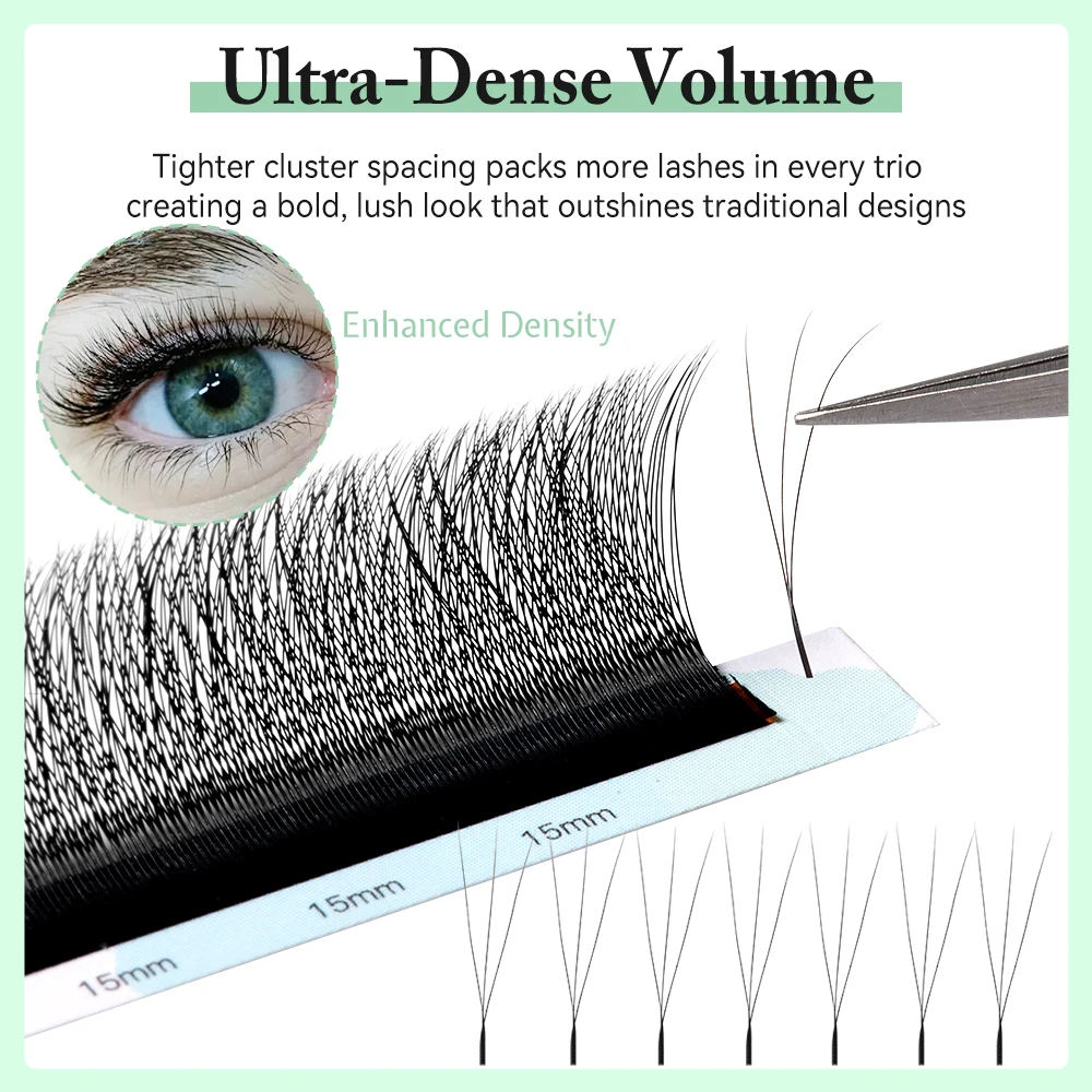 Yelix New 3D W Shape Small Opening Eyelash Extension Premade Volume Lashes L M Narrow 3D W Lashes Faux Eyelashes Makeup Tools
