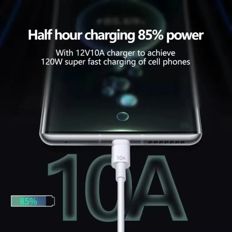 Cable de carga súper rápido Universal, Cable USB tipo C de 120W para Xiaomi Smasung S24 S23 Huawei P70 Honor, 1M/1,5 M/2M, 10A