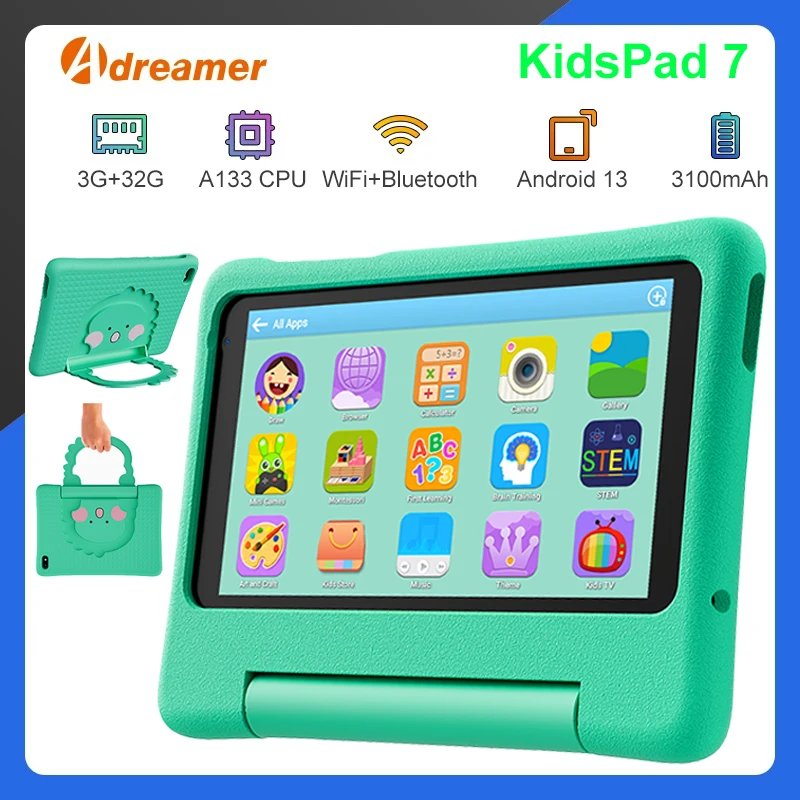 (Clearance)7 Inch Kids Tablet Android13 3GB+32GB  WIFI Google Play Children Tablet for kids in Hebrew Kids-proof Case 3000mAH
