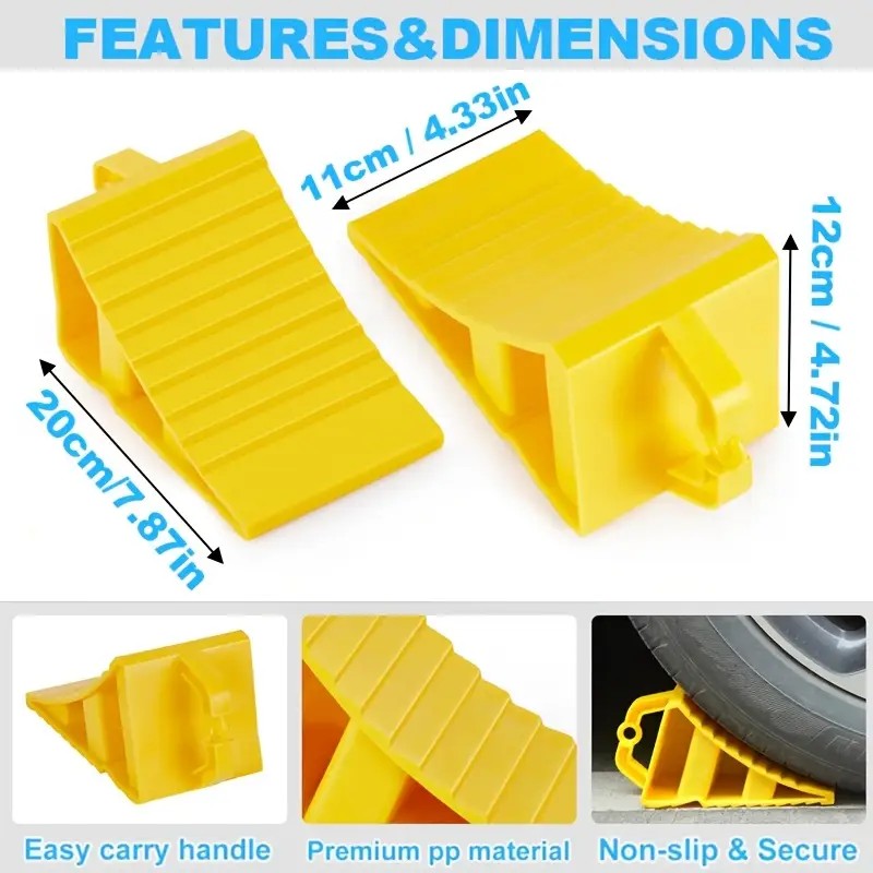 Retentor plástico especial para pneus de carro, calço de roda de borracha leve e portátil, com excelente efeito antiderrapante