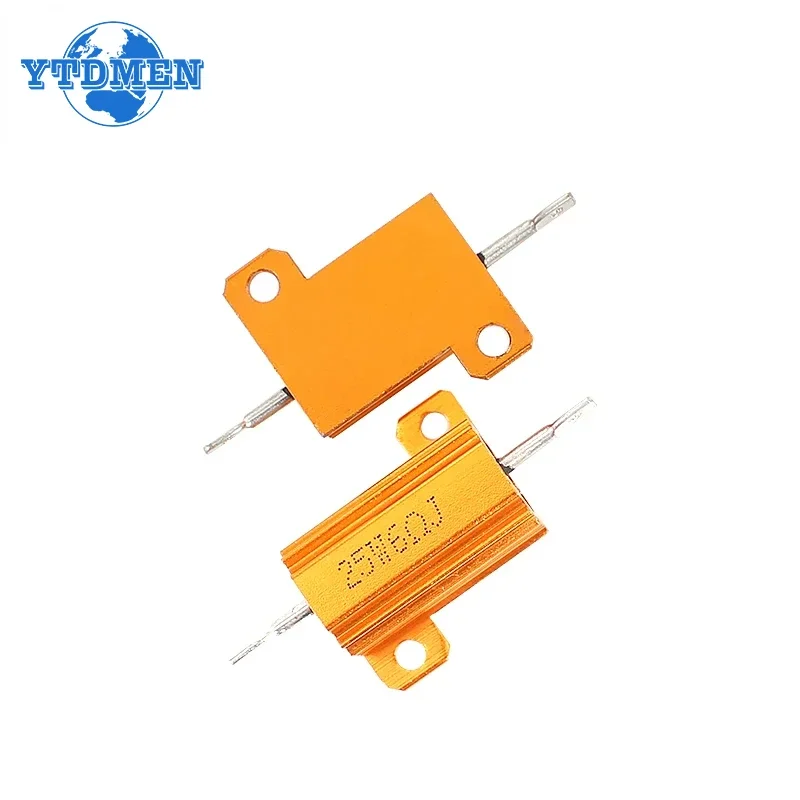 1 Uds. Resistencia bobinada de carcasa de Metal de potencia de aluminio 10W 25W 50W 100W RX24 0,1 ~ 1 Kohm 8 10 50 1K Ohm resistencias de carga