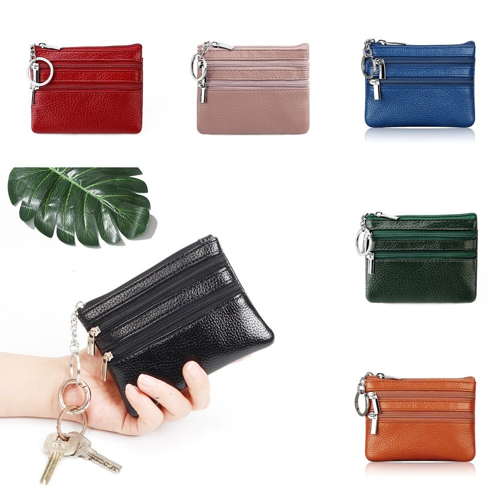 PU Leather Money Coin Purse 2024 New with Key Ring Waterproof Pocket Purse Zipper Wear-resistant Credit Card Holoder Male
