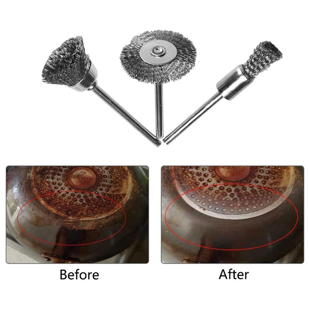 Jeu de brosses à roue métallique, 15/45/60 pièces, perceuse, polissage, outils Dremel, meuleuse à sertir en acier inoxydable, outil électrique rotatif