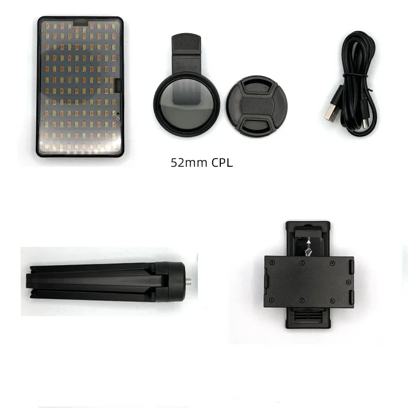120 LED réduit la lumière de remplissage réfléchissante des tatouages avec 52mm Cpl pour lentille de téléphone portable filtre polarisant circulaire Compatible avec tout téléphone