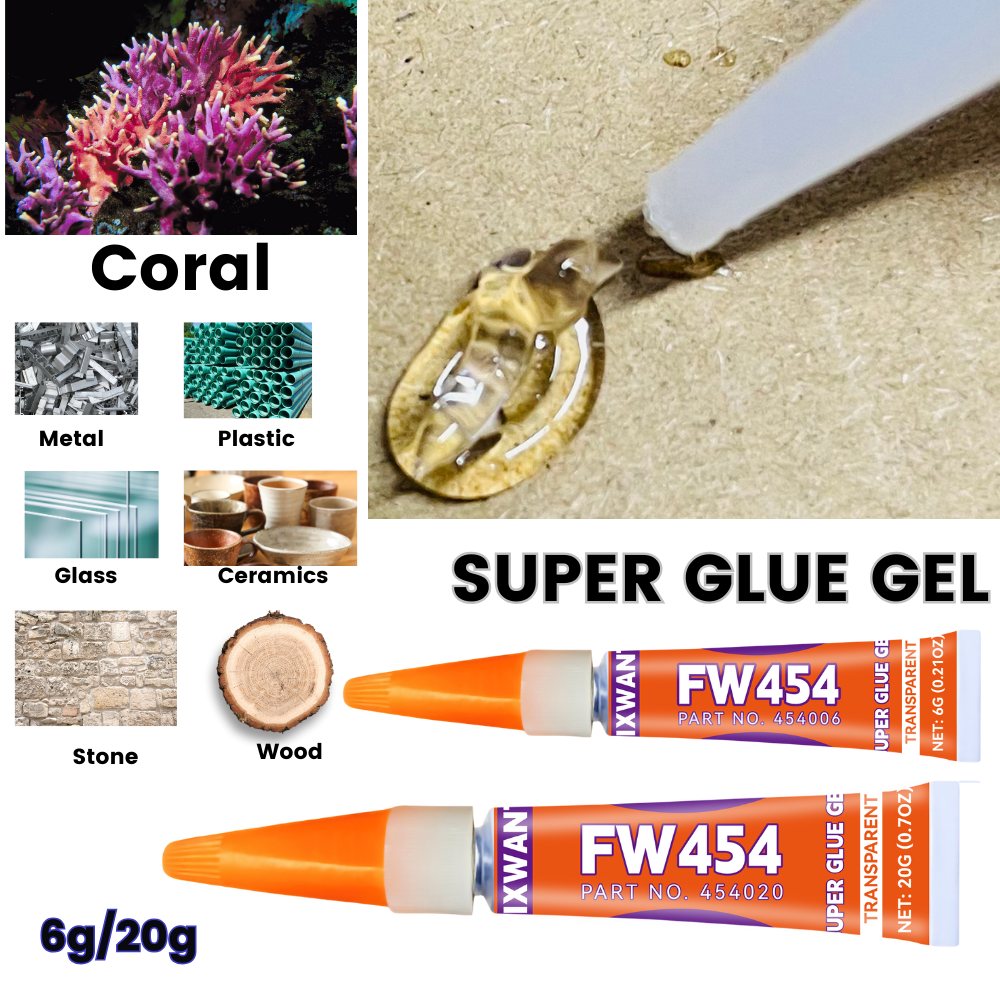 Gel super colla - Adesivo istantaneo forte per corallo, metallo, plastica, legno, ceramica, gomma - Asciugatura rapida e impermeabile 6 g/20 g