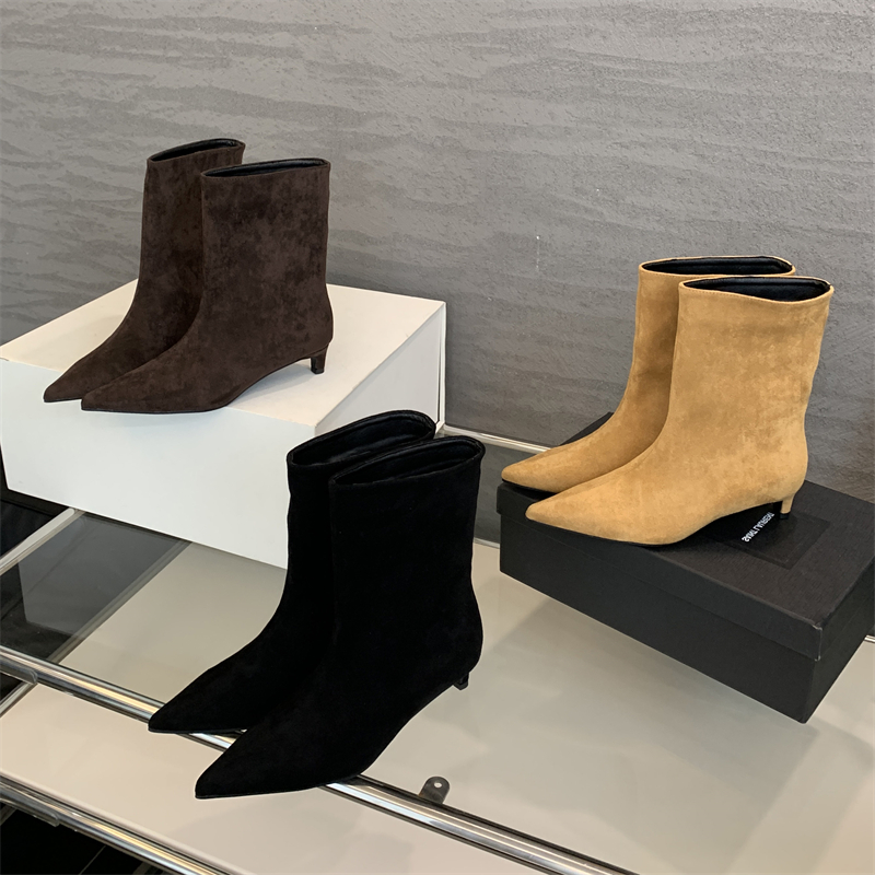 Eilyken Autumn Winter Pointed Toe Ankle Boots Women Designer Vintage Thin Low Heel Shoes Modern SHort Botas Zapatos De Mujer
