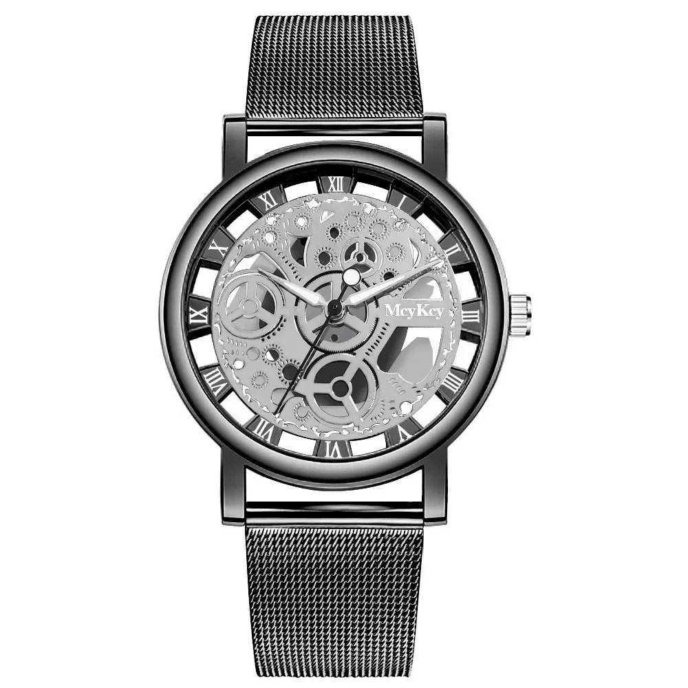 Fashion Top Vrouwen Holle Skeleton Faux Mechanisch Horloge Dames Metal Mesh Quartz Horloges Voor Vrouwelijke Relogio Feminino