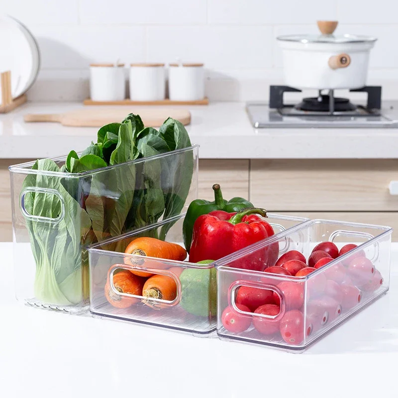1 Chiếc Tủ Lạnh Nhà Tổ Chức Thùng Rác Xếp Chồng Tủ Lạnh Hộp Bảo Quản Thực Phẩm Có Tay Cầm Nhựa Trong Tủ Đựng Thức Ăn Thực Phẩm Tủ Đông Người Tổ Chức Công Cụ