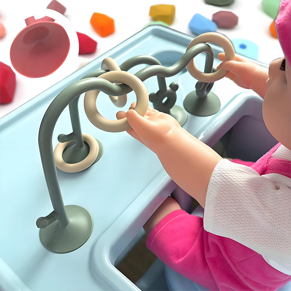 Silicone Children's Silicone Desktop Toys Bead Wrap Baby Early Learning Puzzle Game Toys Highchair Desktop Adsorption Toys