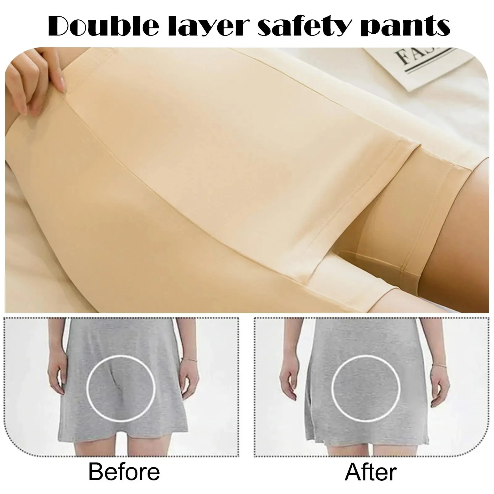 Doppelschichtige Sicherheitshöschen für Mädchen und Frauen, Boxershorts mit hoher Taille, Schutzshorts unter den Röcken, Sommerkleid-Unterwäsche