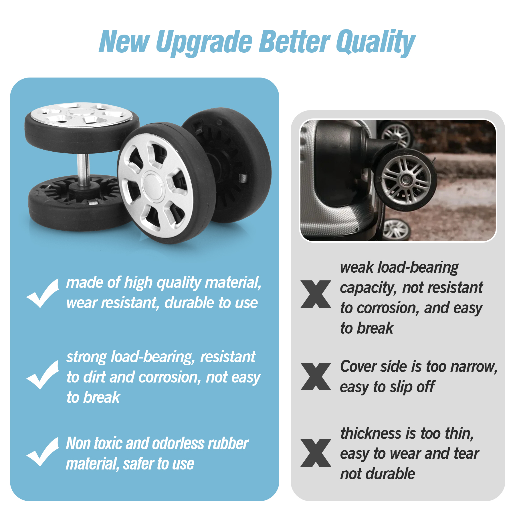 4/8 шт., серебристые сменные колеса с винтом для чемодана