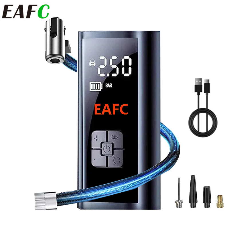 Pompe à air sans fil portable, compresseur d'air rapide pour pneus de voiture, moto, vélo, boule, pression précise, 150PSI