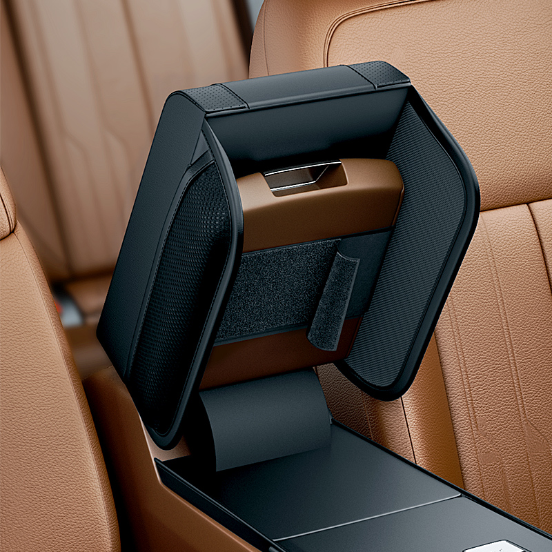Caixa de apoio de braço do carro almofada de altura universal couro almofada de apoio de braço com bolso memória central algodão cotovelo apoio braço armazenamento
